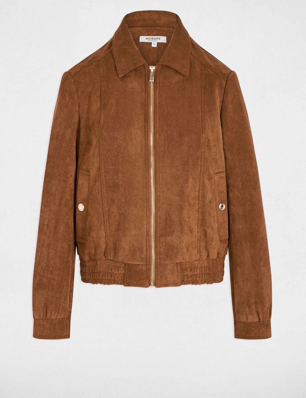 Blouson su&eacute;dine marron cognac femme