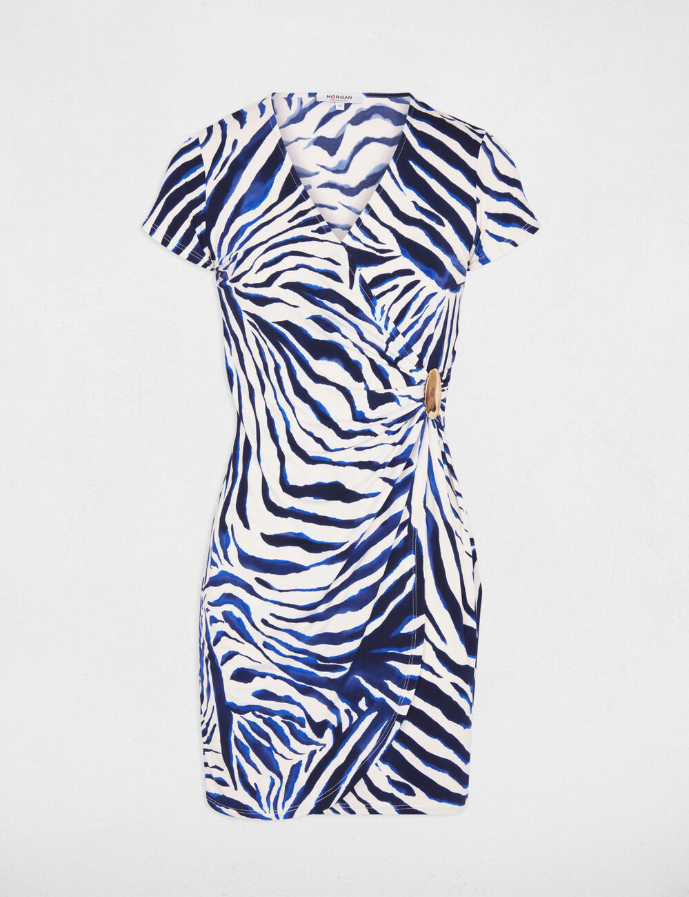 Robe cache-coeur manches courtes multicolore femme