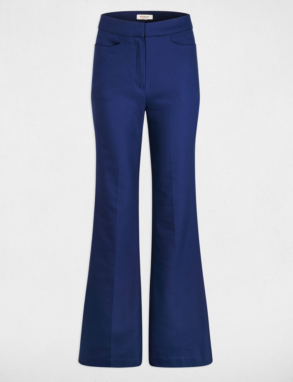 Flare broek met plooien marineblauw vrouw