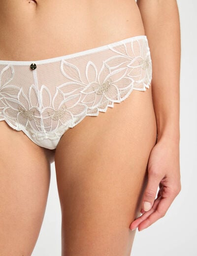 Shorty en dentelle ivoire femme