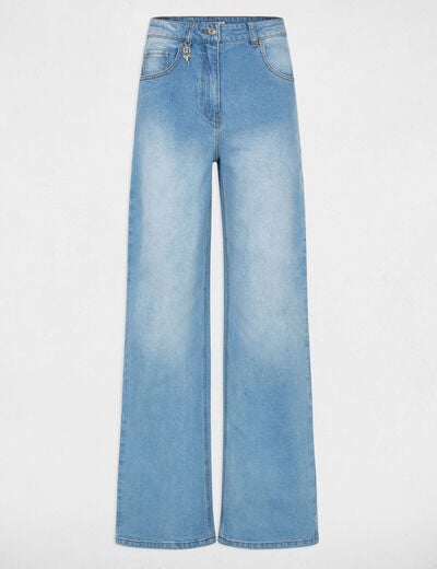 Jean large taille haute denim double stone femme