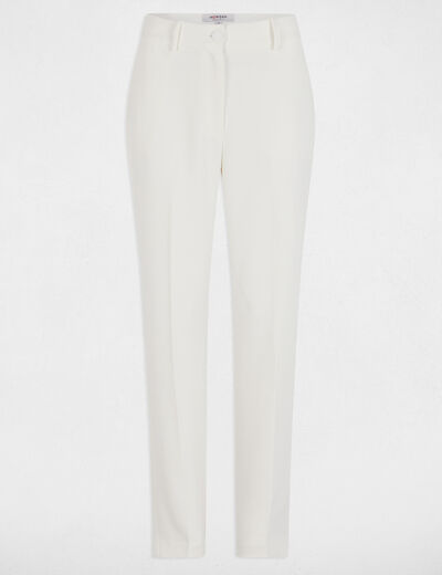 Pantalon fluide à pinces blanc femme