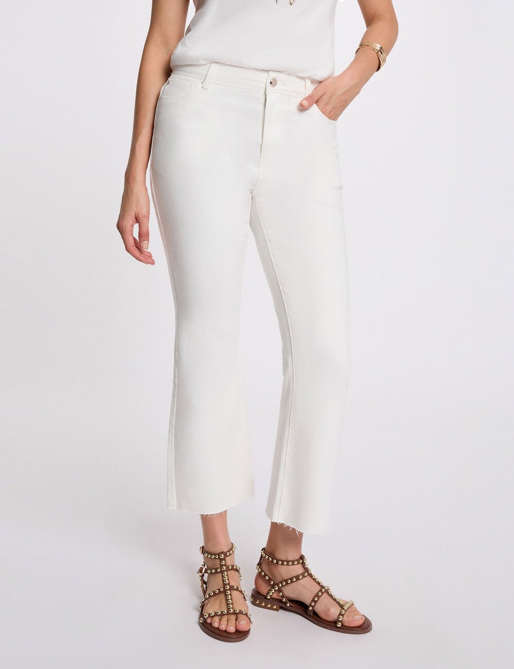 Jean slim crop blanc femme