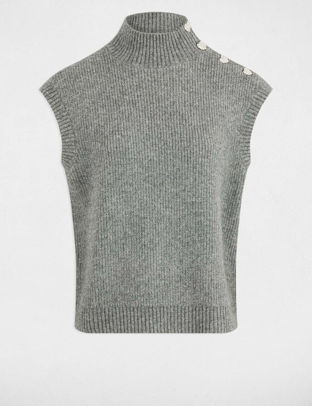 Pull sans manches gris foncé femme