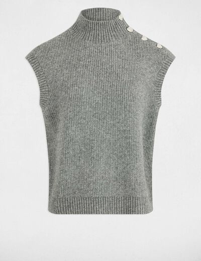 Pull sans manches gris foncé femme