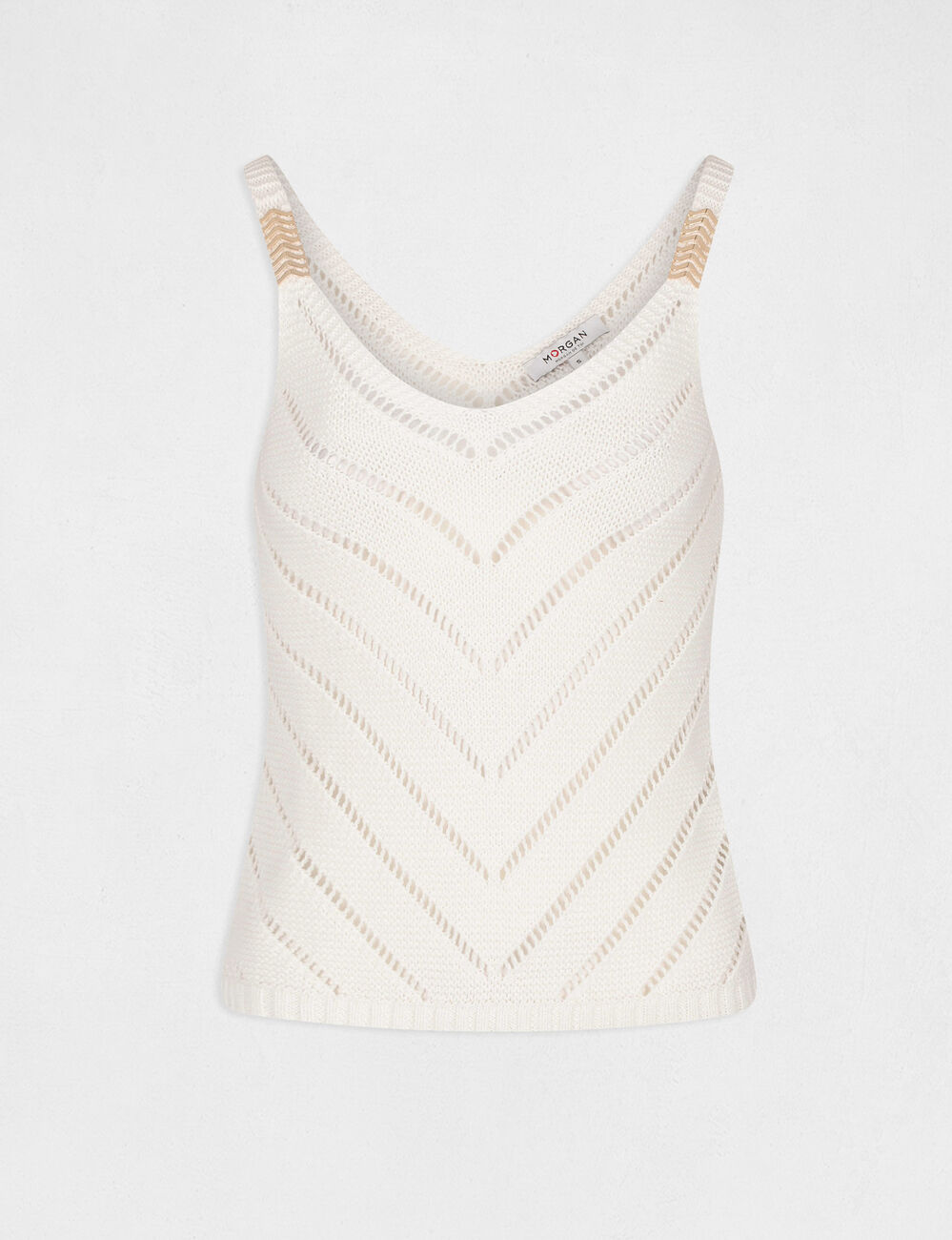 Pull d&eacute;bardeur &agrave; ornements m&eacute;talliques ivoire femme