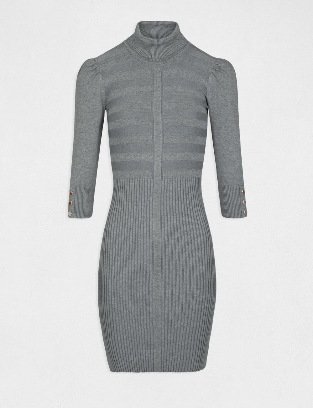 Getailleerde jurk met rolkraag donkergrijs vrouw