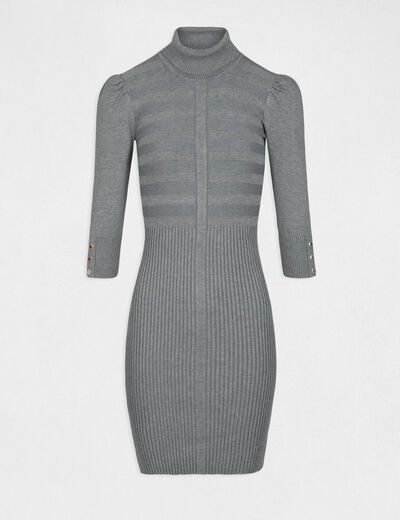 Getailleerde jurk met rolkraag donkergrijs vrouw