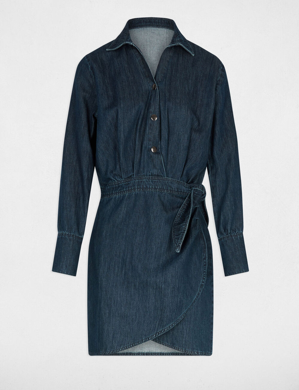 Robe courte portefeuille denim brut femme