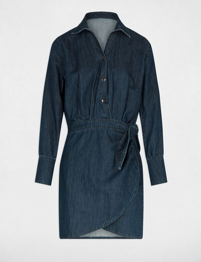 Robe courte portefeuille denim brut femme