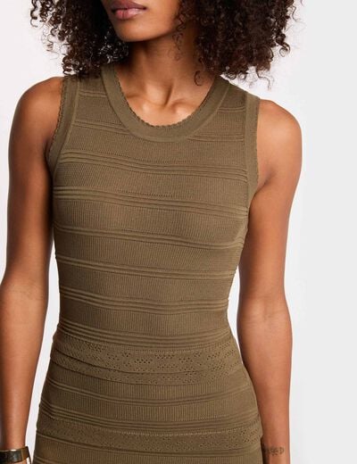 Robe longue cintr&eacute;e vert kaki femme