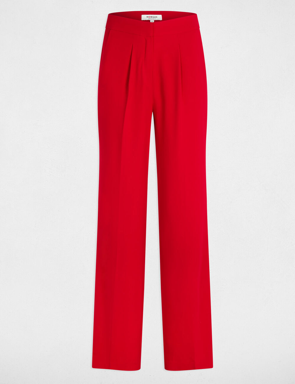 Pantalon large à pinces rouge femme