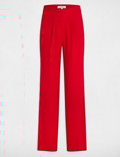 Pantalon large à pinces rouge femme