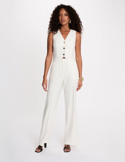 Combinaison large col v blanc femme