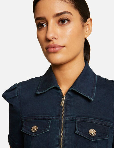 Robe droite zippée ceinturée en jean jean brut femme