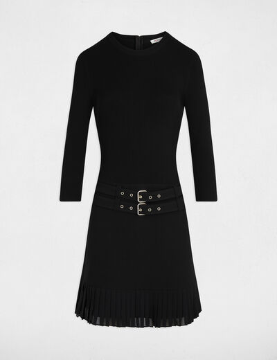 Robe courte plissée noir femme