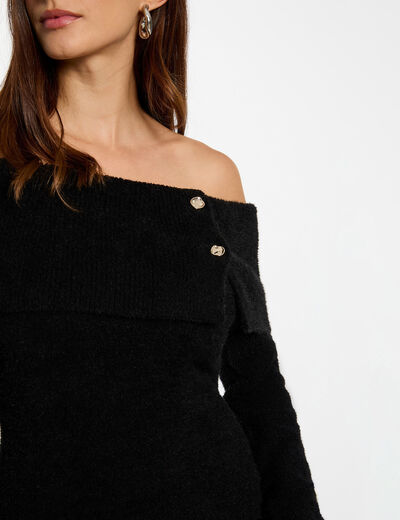 robe courte col bardot noir femme Robe courte col bardot noir femme