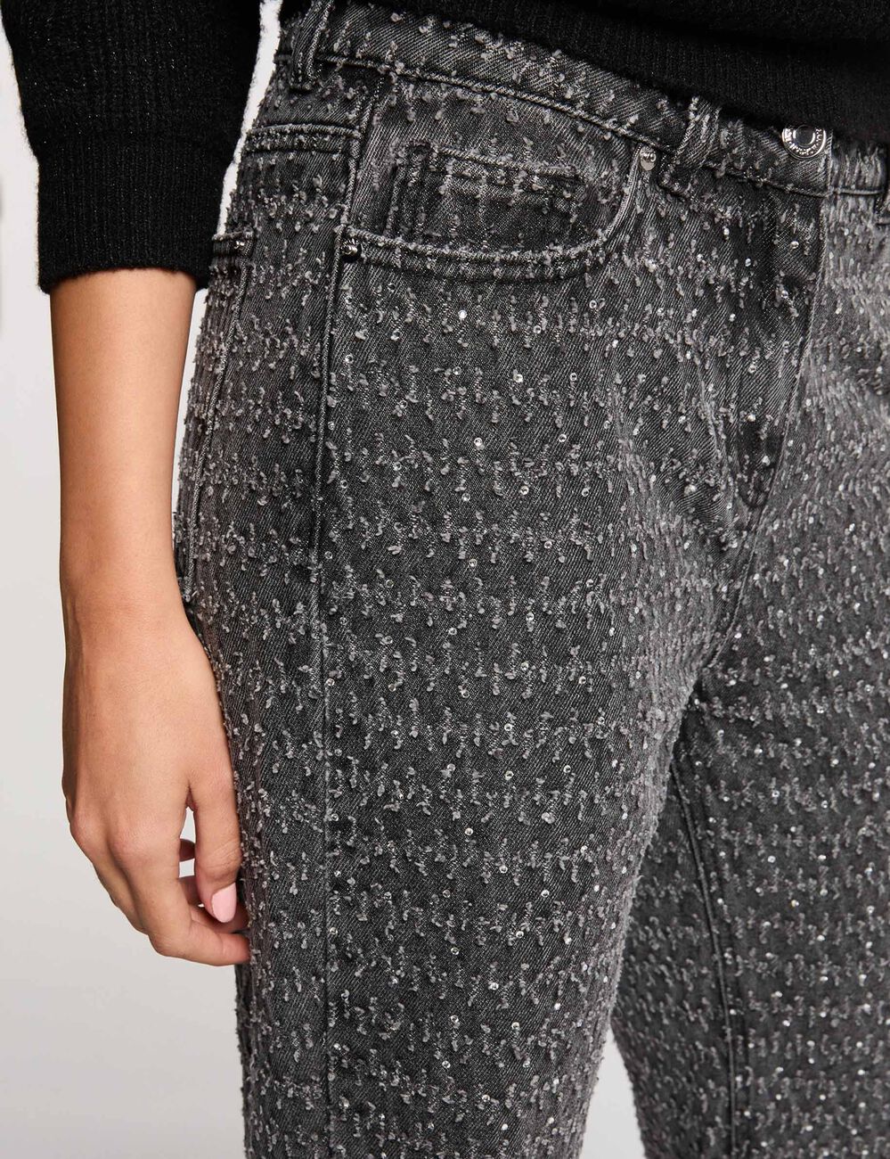 Hoge taille mom jeans mediumgrijs vrouw