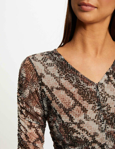 T-shirt manches longues imprim&eacute; python multico femme