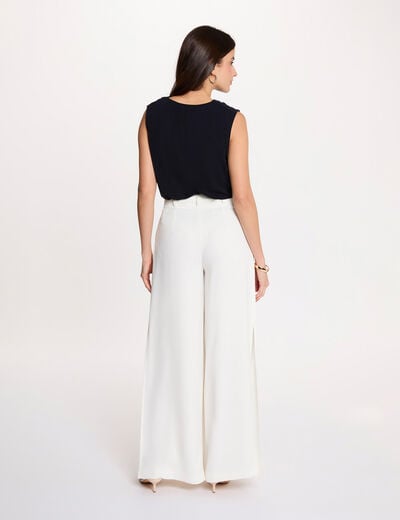 T-shirt col lavalli&egrave;re bleu marine femme