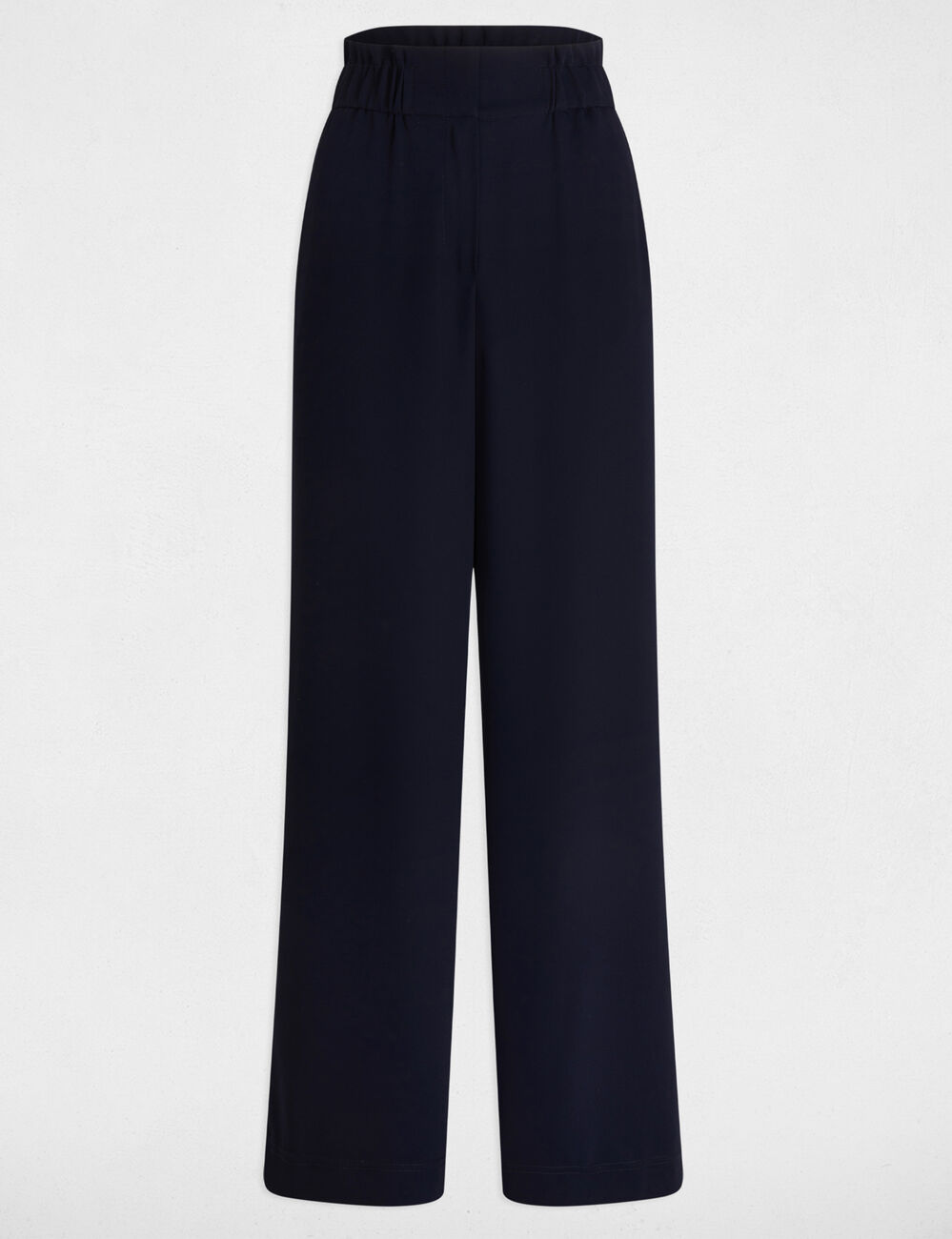 Hoge taille wijde broek marineblauw vrouw