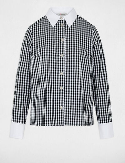 Chemise col contrastant multicolore femme