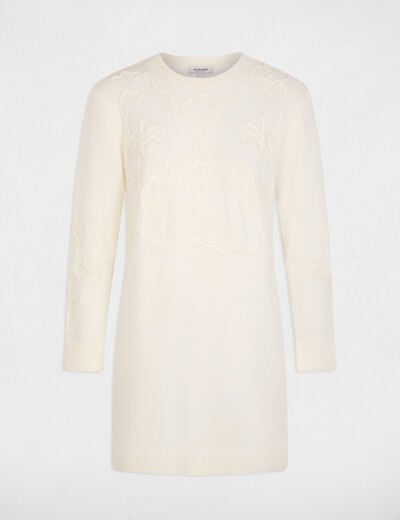 Robe tricot manches longues ivoire femme
