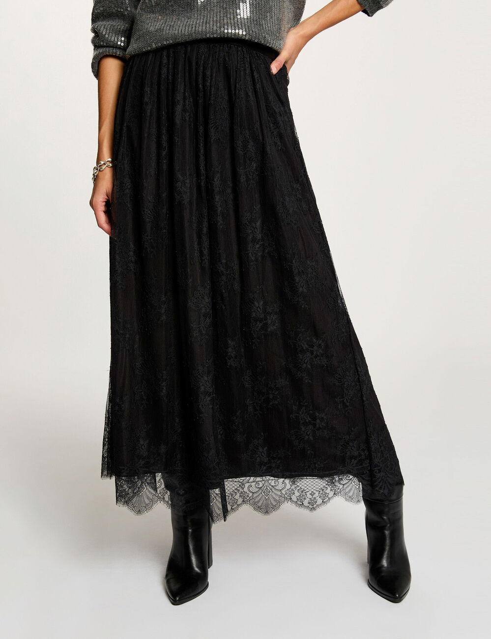 jupe longue dentelle noir femme Jupe longue dentelle noir femme
