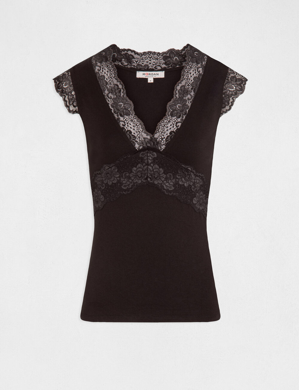 D&eacute;bardeur bretelles larges &agrave; dentelle noir femme