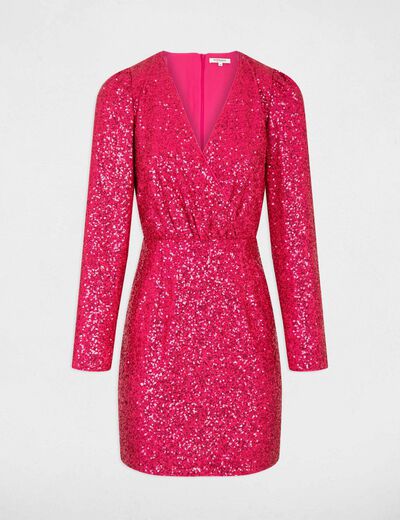 Rechte jurk met pailletten medium roze vrouw
