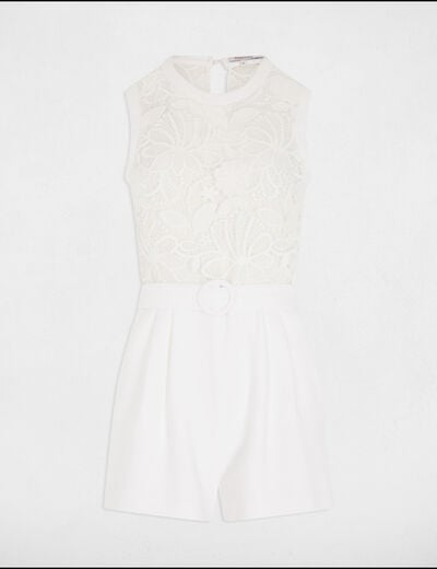 Kanten playsuit helder wit vrouw