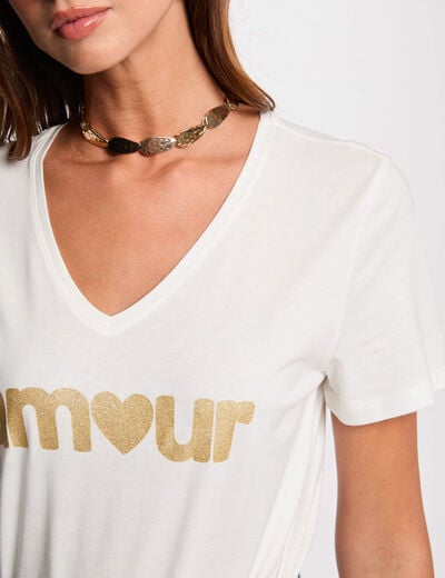 T-shirt à inscription blanc femme