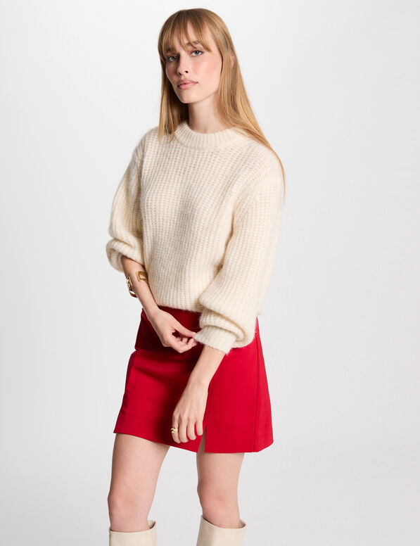 pull col rond manches longues ivoire femme Pull col rond manches longues ivoire femme