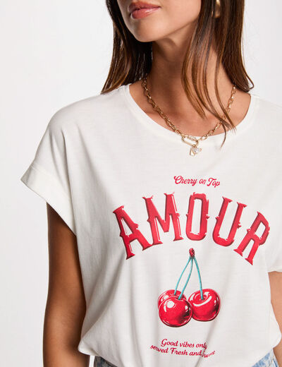 T-shirt à inscription blanc femme