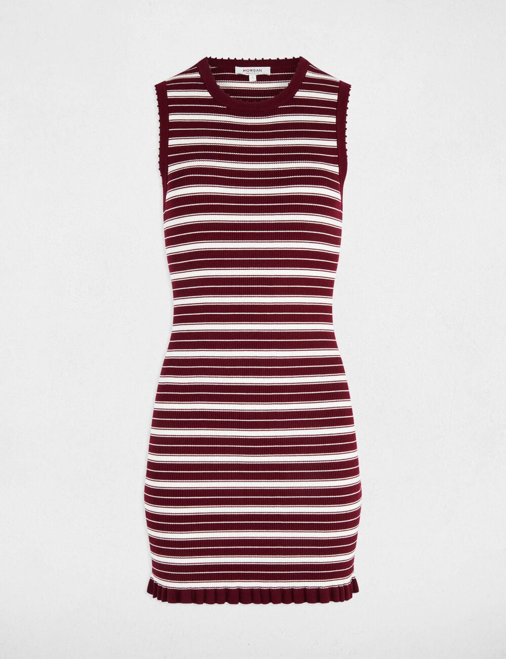 Robe tricot sans manches bordeaux femme