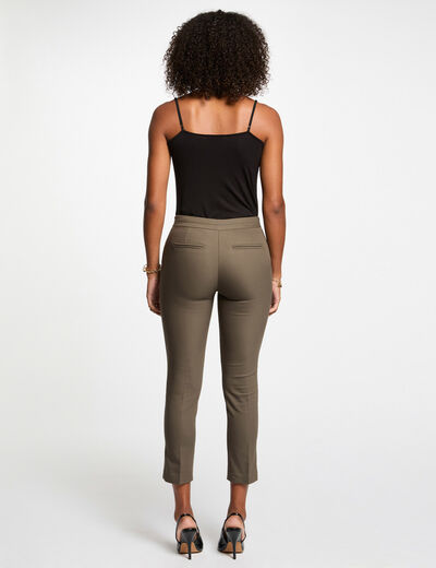 Pantalon cigarette 7/8ème vert kaki femme
