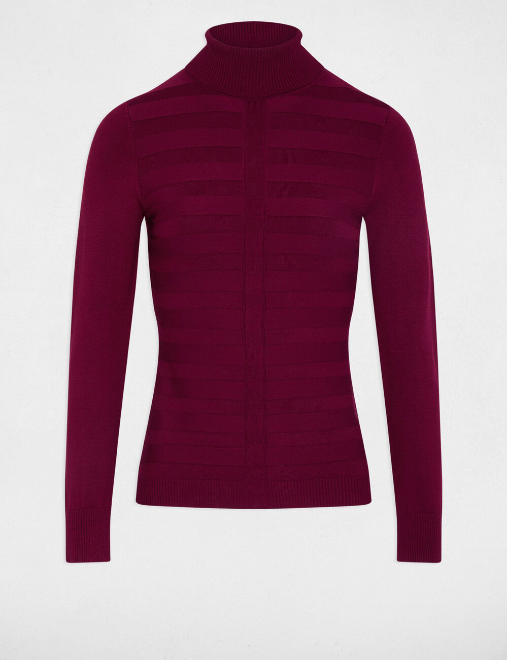 Pull col roul&eacute; prune femme