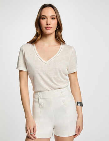 Rechte short met plooien helder wit vrouw