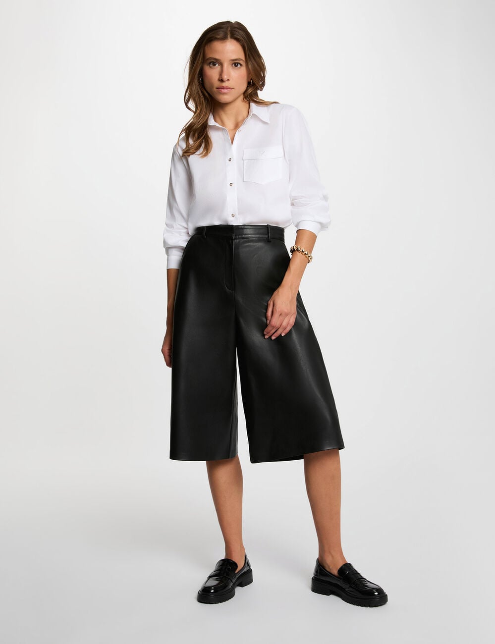 Hoge taille brede short zwart vrouw
