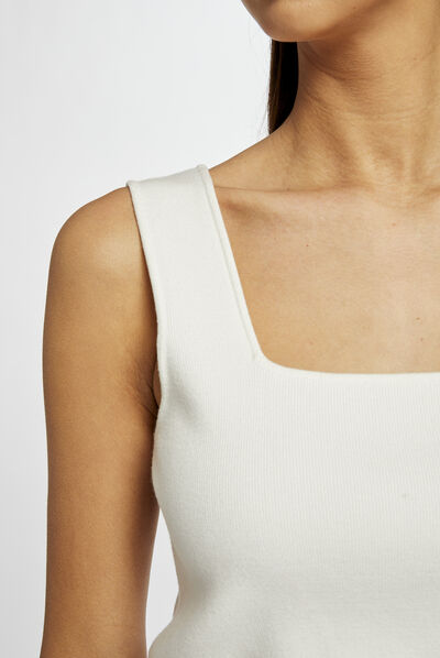 Pullover tanktop met brede bandjes ecru vrouw