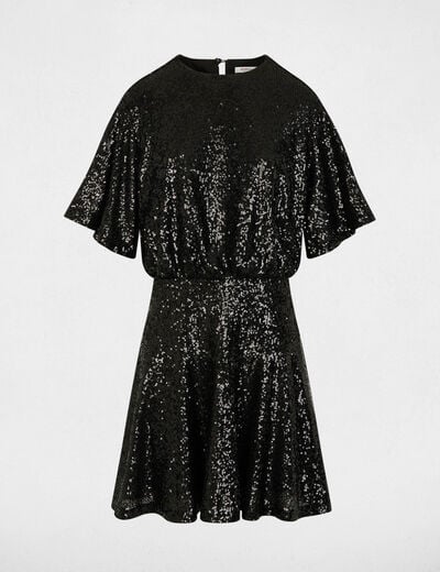 Robe courte sequins noir femme