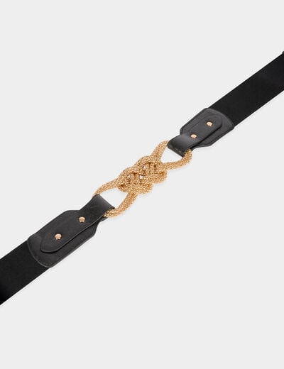 Ceinture double noeud noir femme