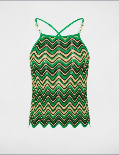 Top en maille imprimé vert femme