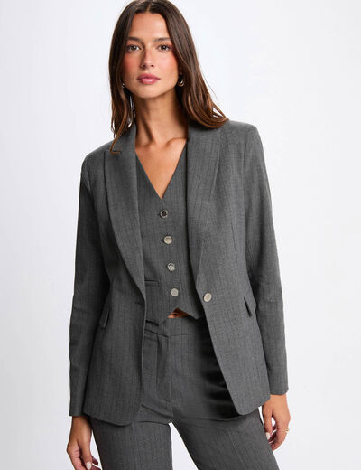 Blazer ajusté rayé gris moyen femme