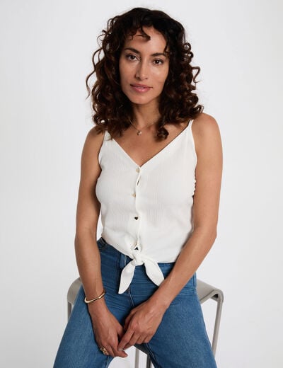Débardeur bretelles fines blanc femme
