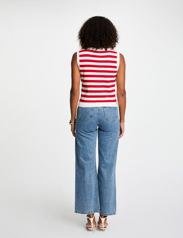 Gilet sans manches rayé blanc femme