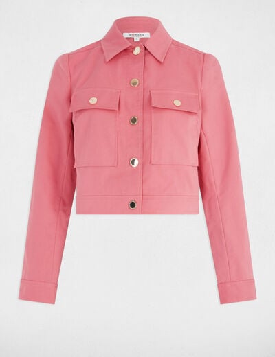 Veste courte boutonnée vieux rose femme