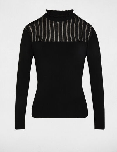 Pull col montant noir femme
