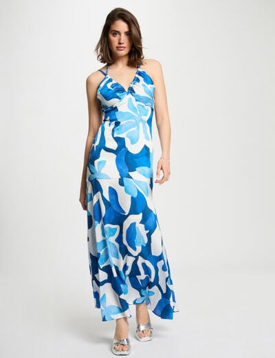 Robe longue droite imprimée multicolore femme