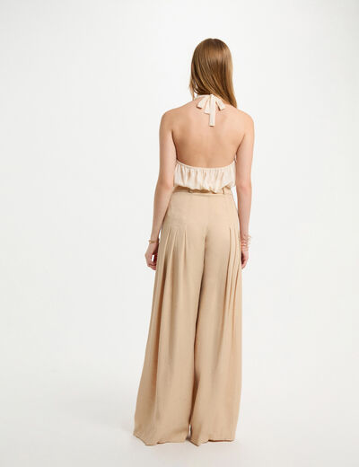 Top met kantdetail creme vrouw